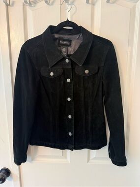 For Joseph Womens M Black 100% Suede Leather Trucker Jacket Western Y2K Vintage